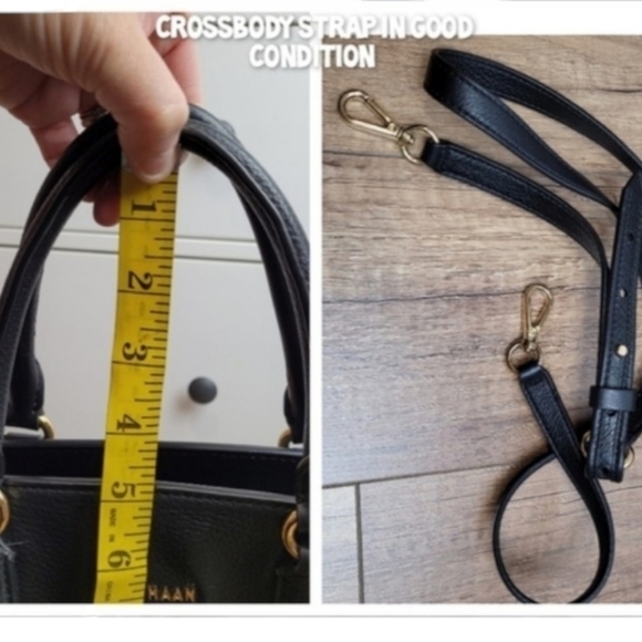 Cole Haan Dorset Satchel black leather golden metal lock key crossbody strap bag - Picture 14 of 16